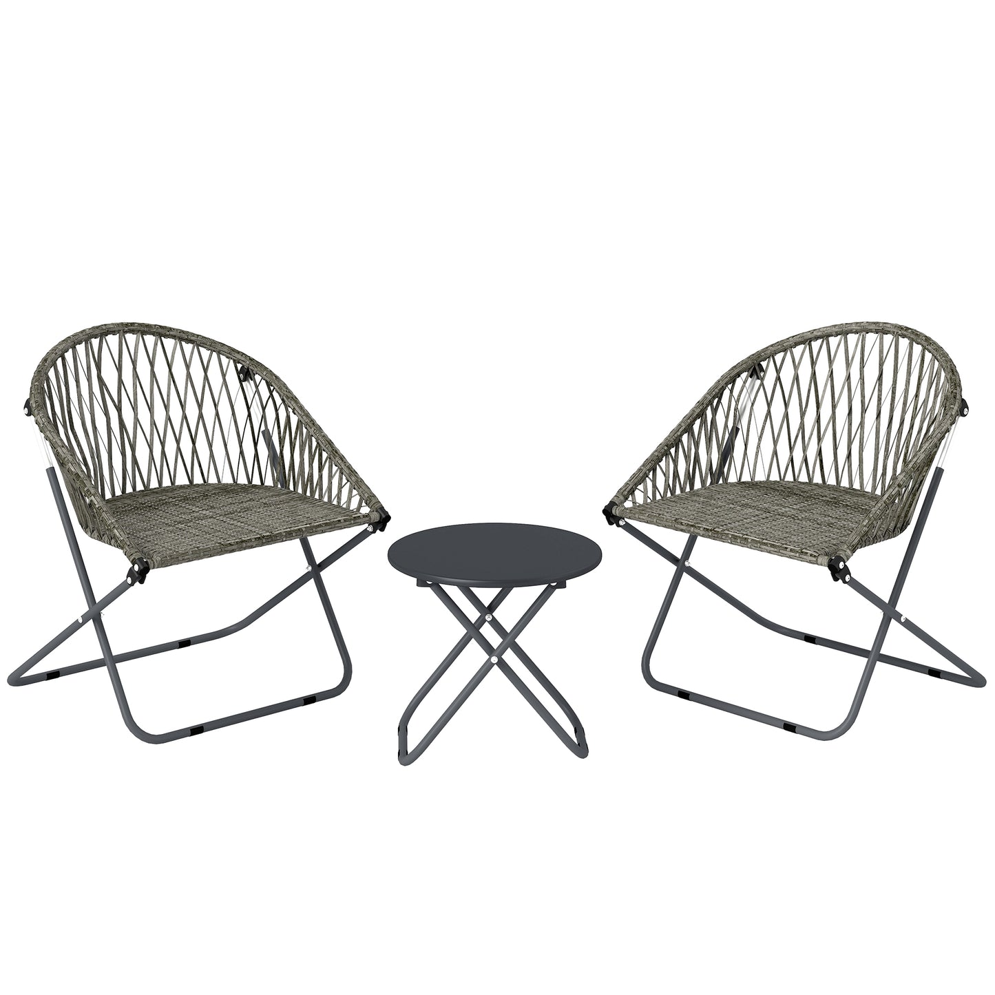 Photo of Outsunny Patio Bistro Set, Folding Patio Furniture Set with 2 Chairs and Table, Grey in Grey colour on a white background