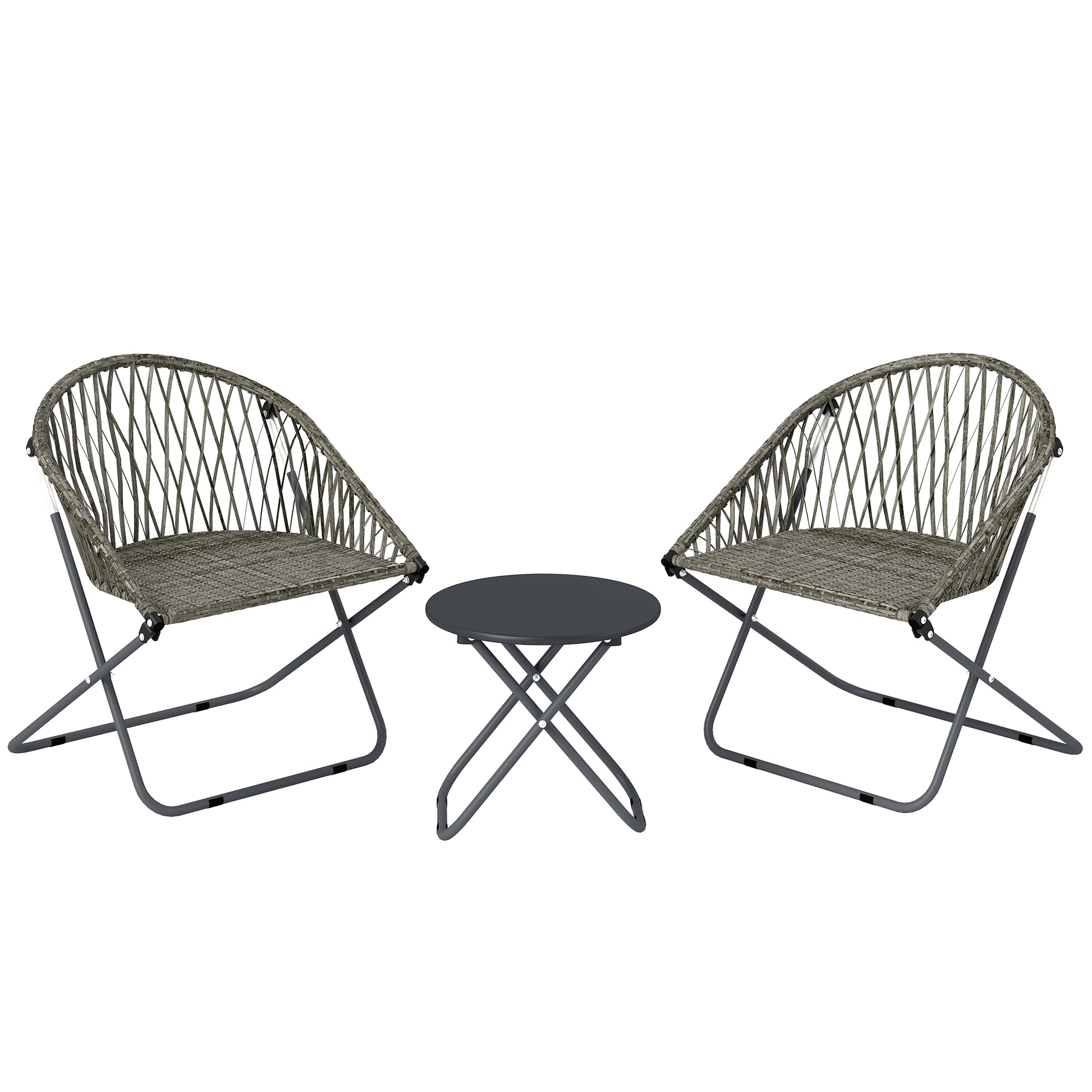 Photo of Outsunny Patio Bistro Set, Folding Patio Furniture Set with 2 Chairs and Table, Grey in Grey colour on a white background