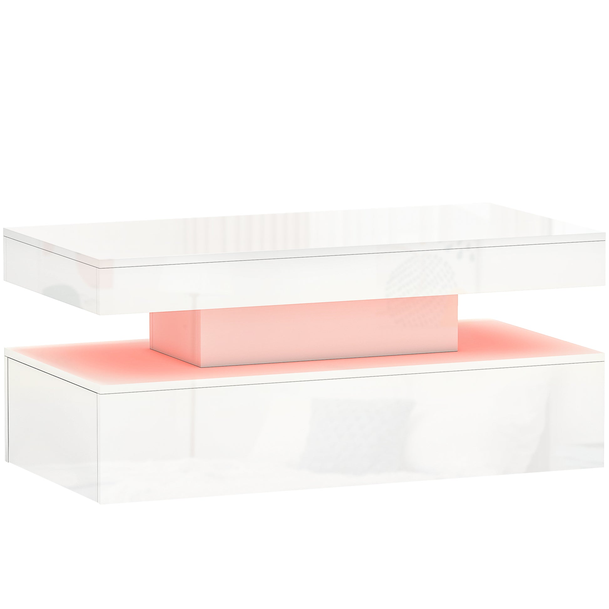 Photo of HOMCOM LED Coffee Table with Storage - High Gloss White in White colour on a white background