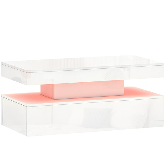 Photo of HOMCOM LED Coffee Table with Storage - High Gloss White in White colour on a white background