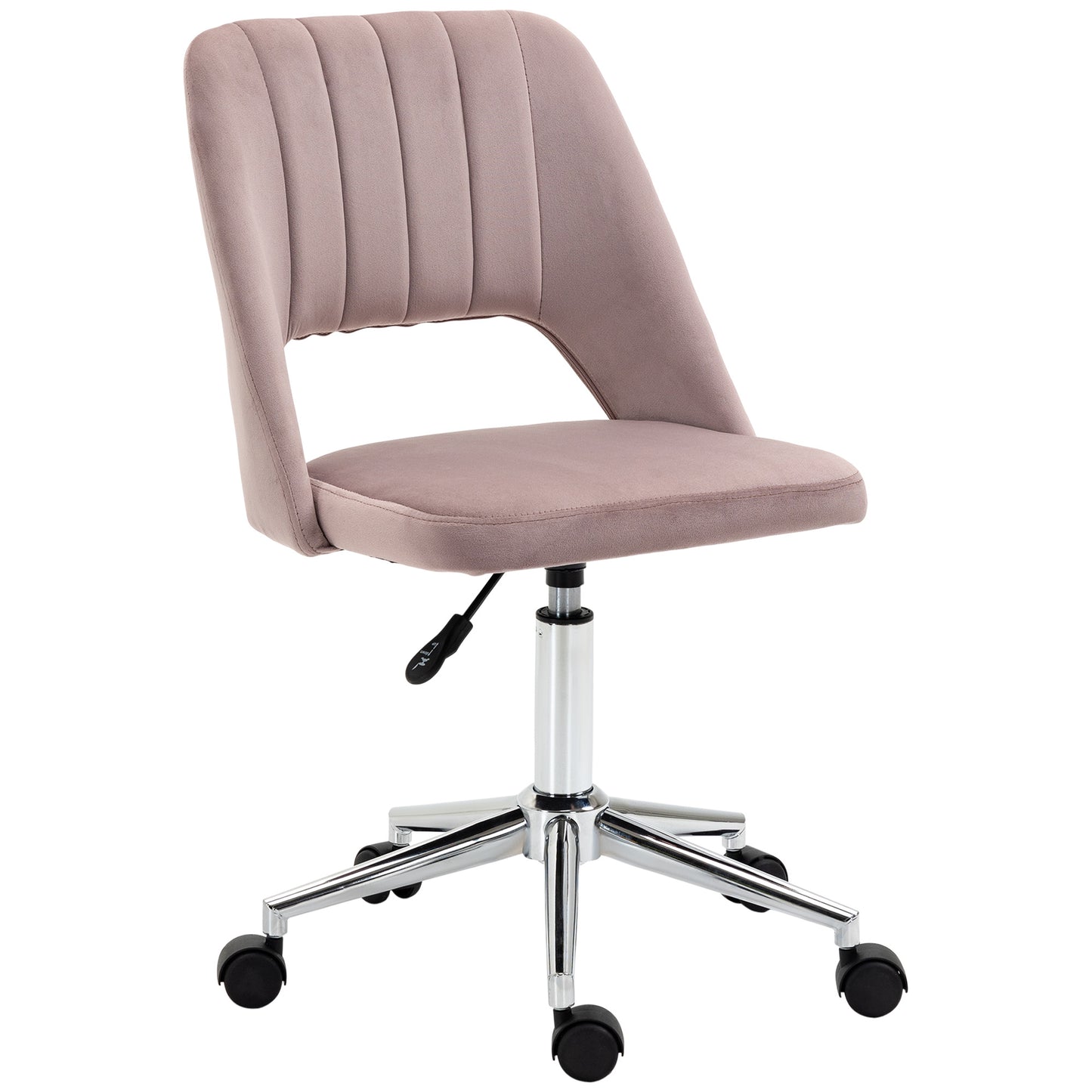 Photo of Vinsetto Armless Velvet-Feel Office Chair - Pink in Pink colour on a white background