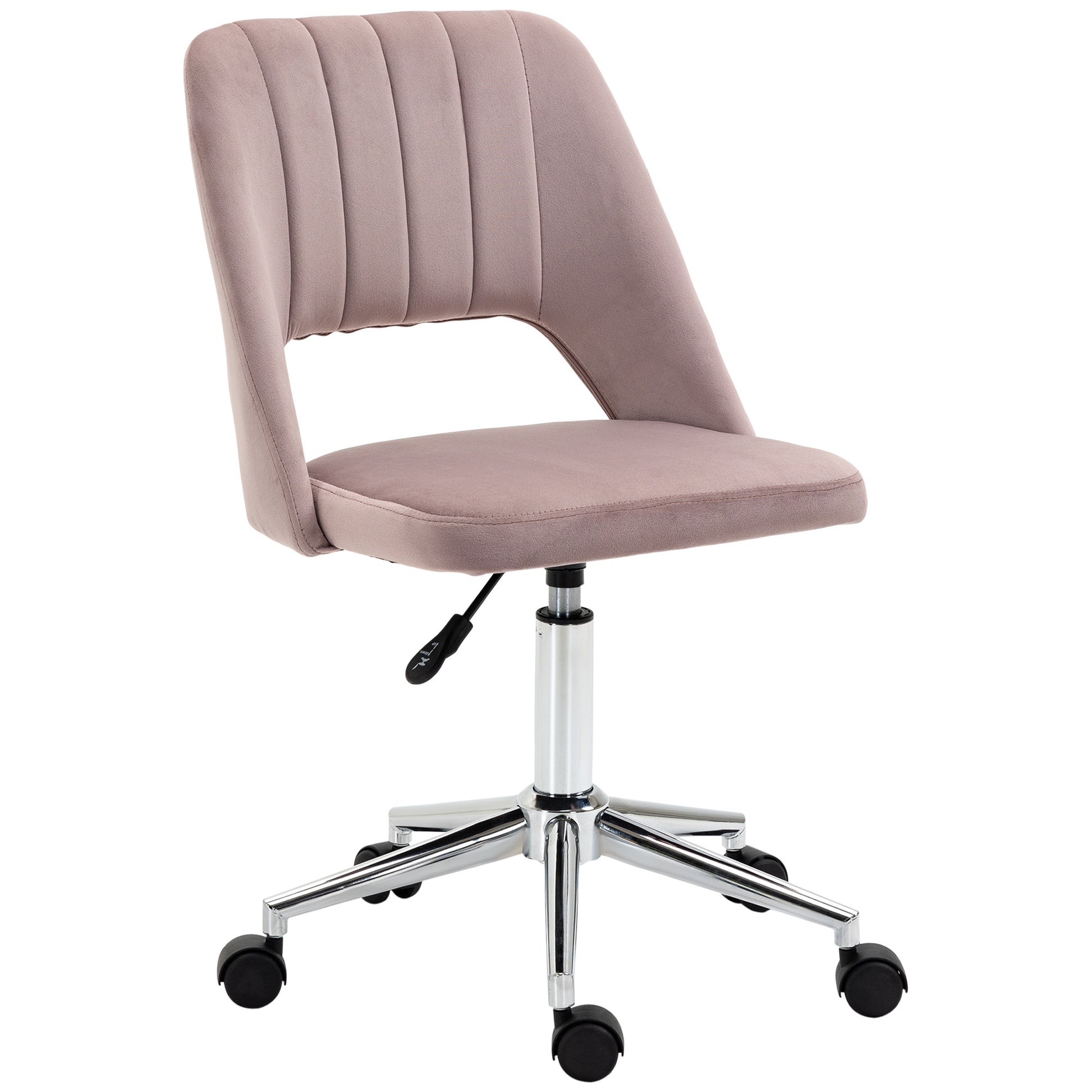 Photo of Vinsetto Armless Velvet-Feel Office Chair - Pink in Pink colour on a white background