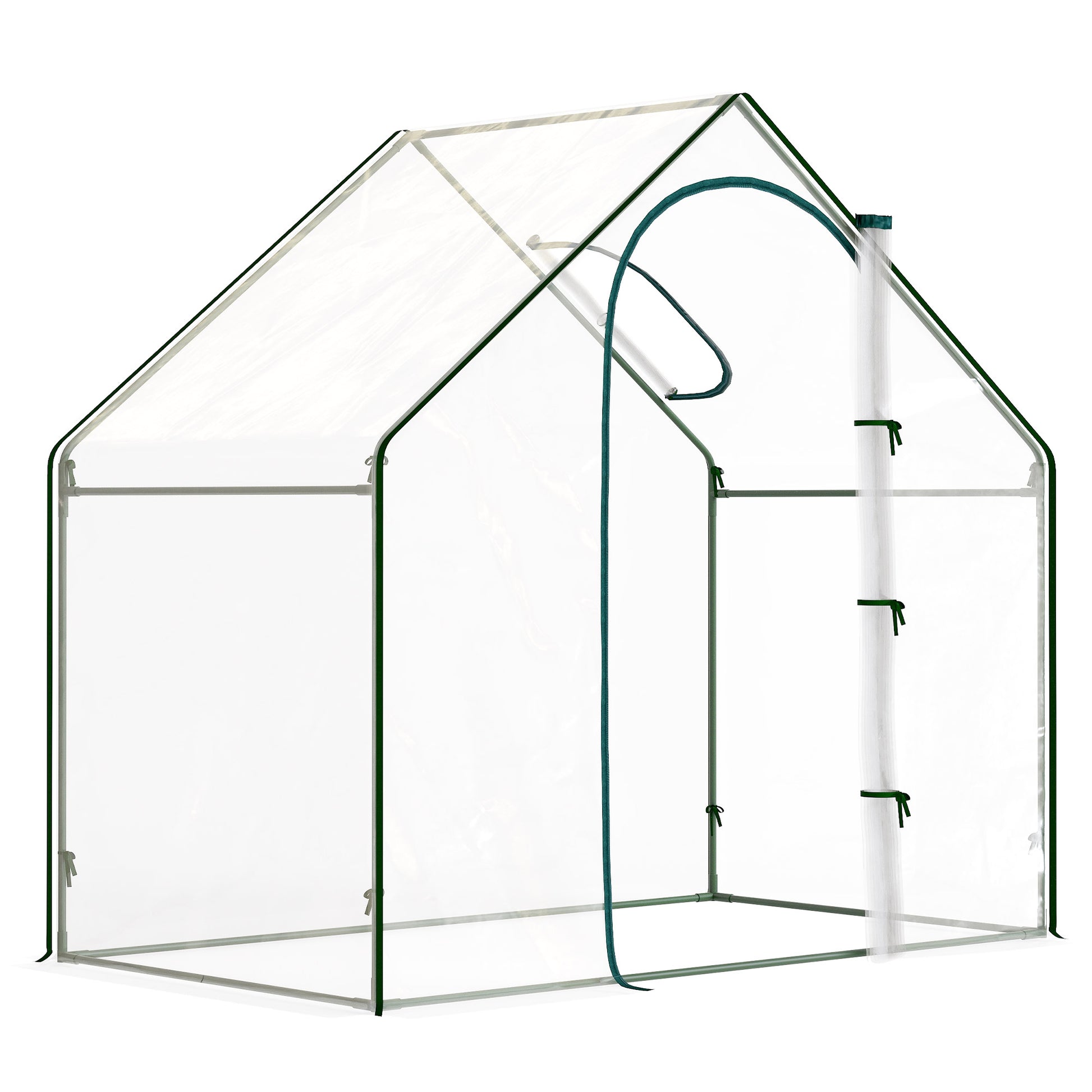 Photo of Outsunny Walk In Tomato Greenhouse Garden Outdoor Mini Greenhouse Flower Planter Steel Frame with Zipped Door & Window, PVC Cover, 180 x 100 x 168CM, Clear in Clear colour on a white background