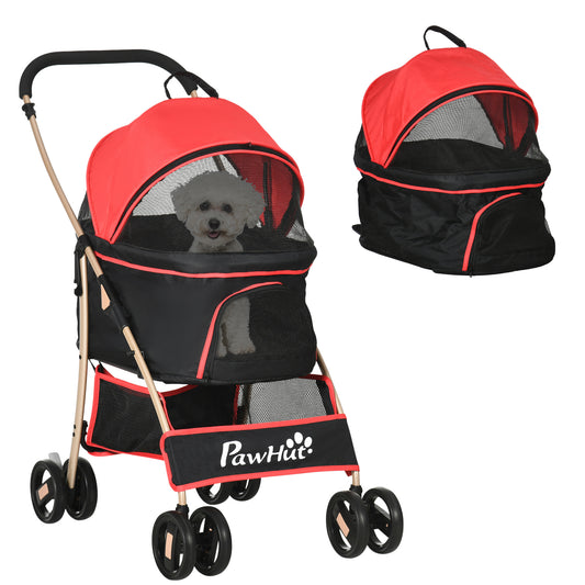 Photo of PawHut 3 In 1 Detachable Pet Stroller, for Extra Small and Small Dogs - Red in Red colour on a white background
