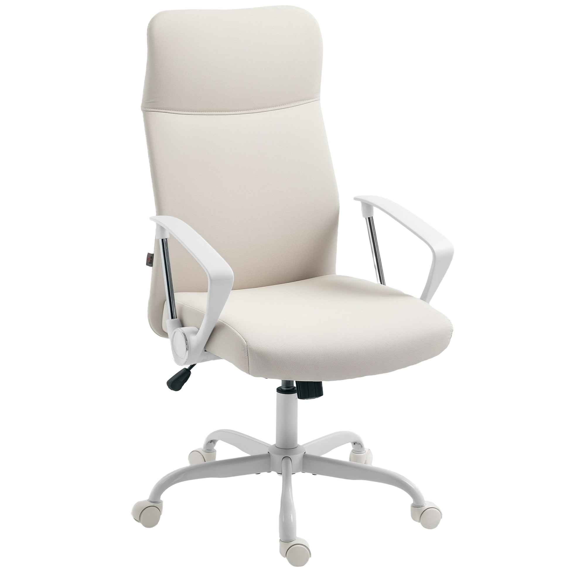 Photo of HOMCOM Fabric High Back Office Chair - Cream White in White colour on a white background