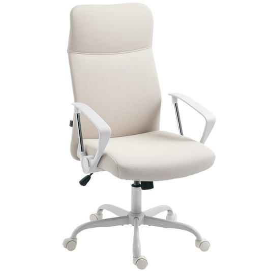 Photo of HOMCOM Fabric High Back Office Chair - Cream White in White colour on a white background