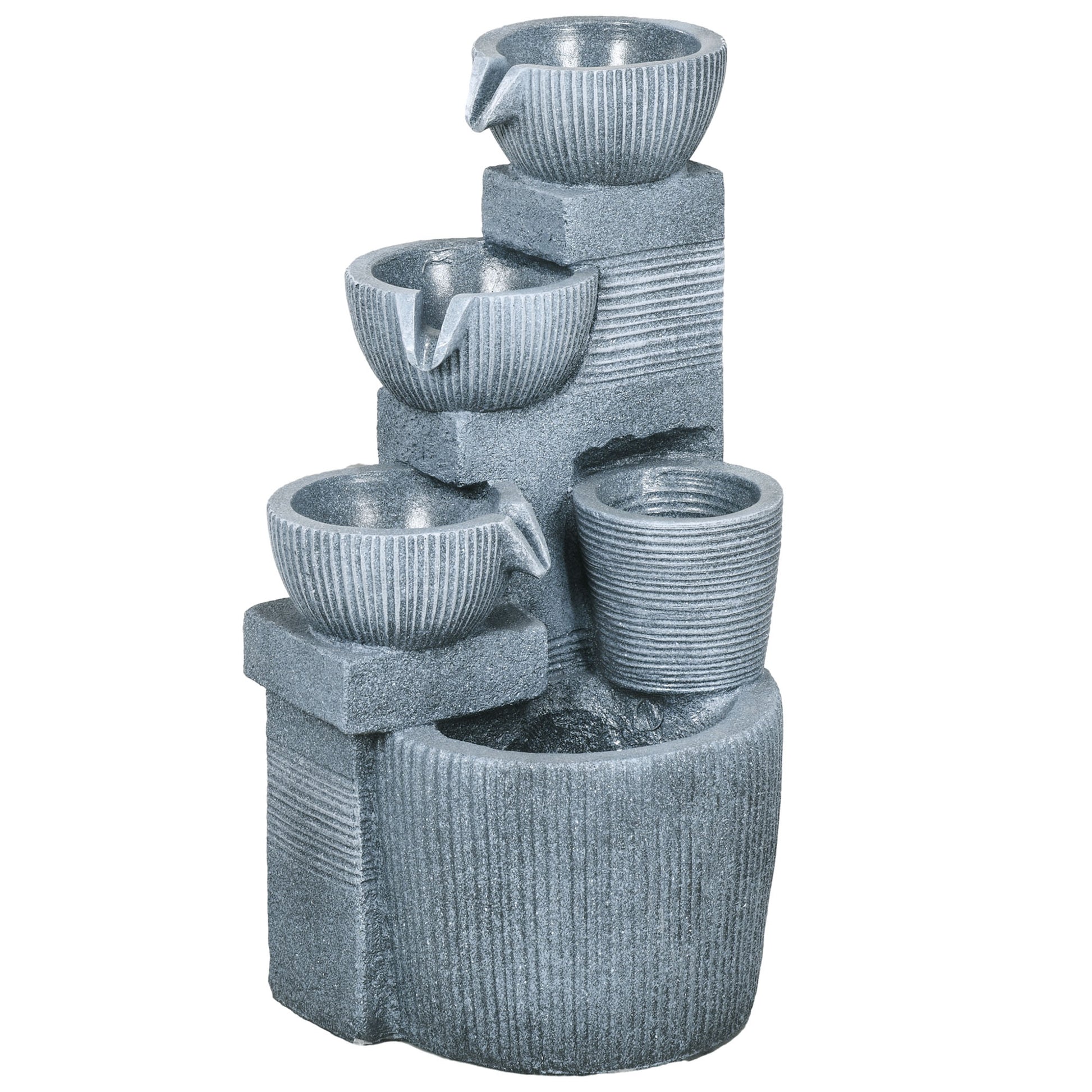 Photo of Outsunny Solar Powered Outdoor Water Fountain - Dark Grey in Grey colour on a white background