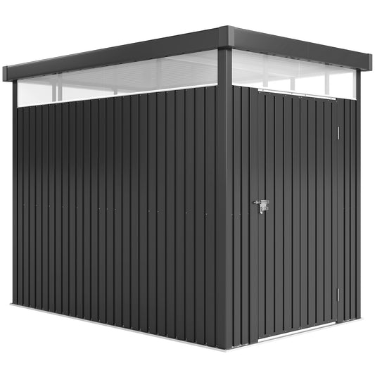 Photo of Outsunny 5.3 x 8.5ft Galvanised Steel Garden Shed, Metal Shed with Roof Windows, Leakage Holes and Lockable Wide Door for Outdoor Patio Tool Storage in Storage colour on a white background