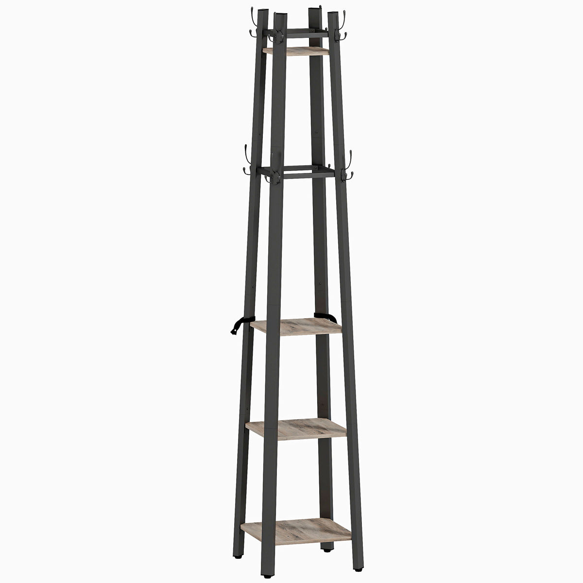 Photo of HOMCOM Industrial-Style Four Shelf Coat Stand - Grey/Black in Grey/Black colour on a white background