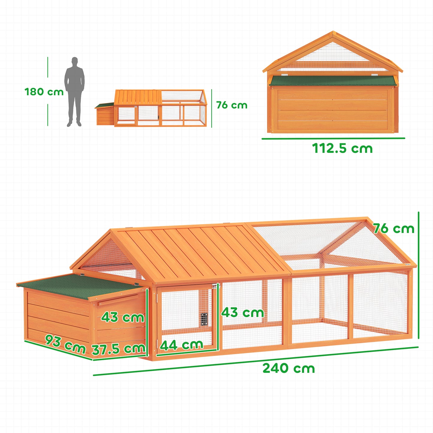 PawHut Wooden Chicken Coop with Nesting Box, Openable Roof, for 4-8 Chickens, Nature Wood