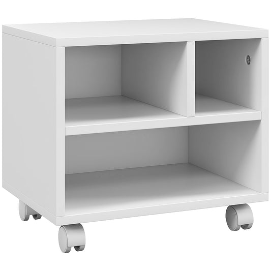 Photo of HOMCOM Three-Compartment Printer Cabinet, with Wheels - White in White colour on a white background