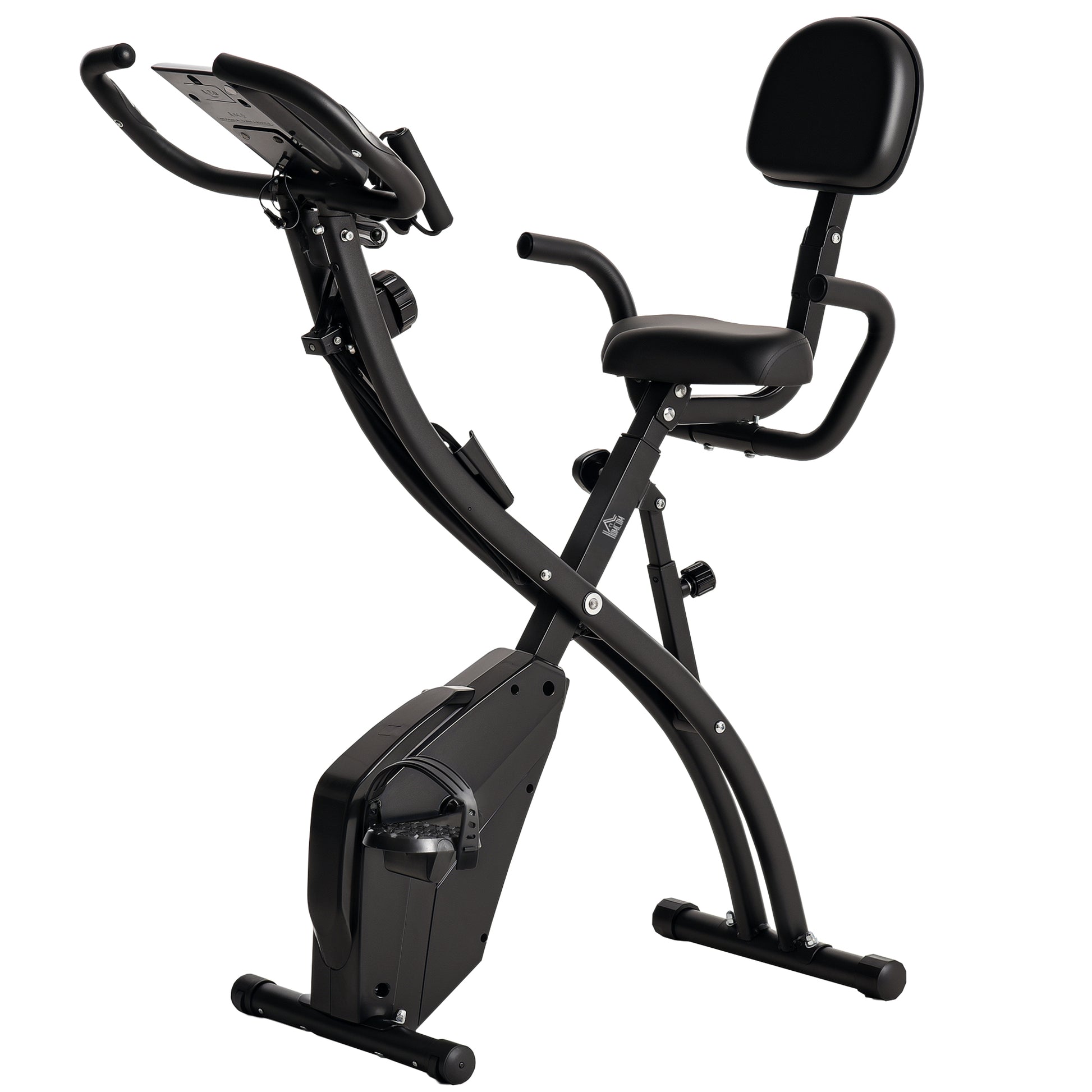 Photo of HOMCOM 2-in-1 Folding Exercise Bike with 8-Level Magnetic Resistance, Arm Resistance Band, Pulse Sensor, Black in Black colour on a white background