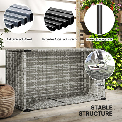 Rattan side table shown with its sturdy internal support structure