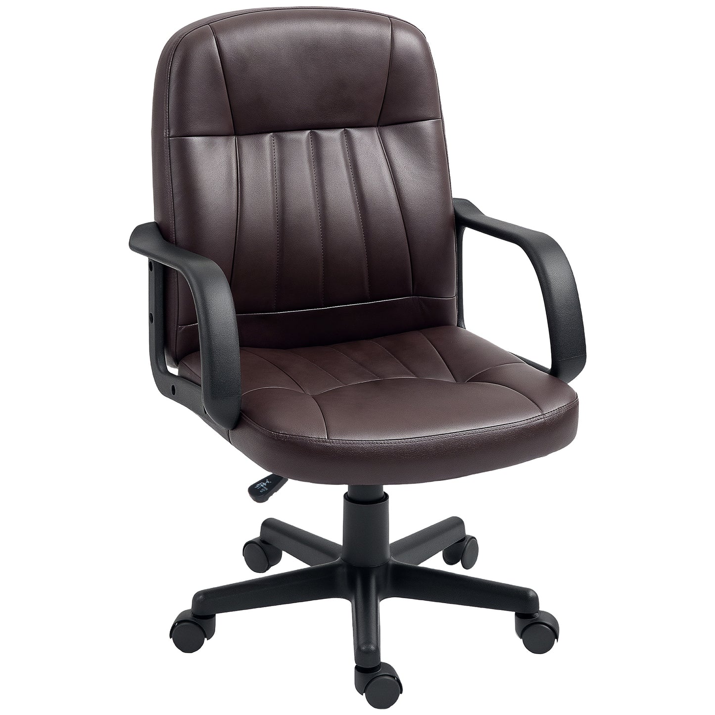 Photo of HOMCOM Swivel Executive Chair PU Leather Computer Desk Chair, Dark Brown in Brown colour on a white background