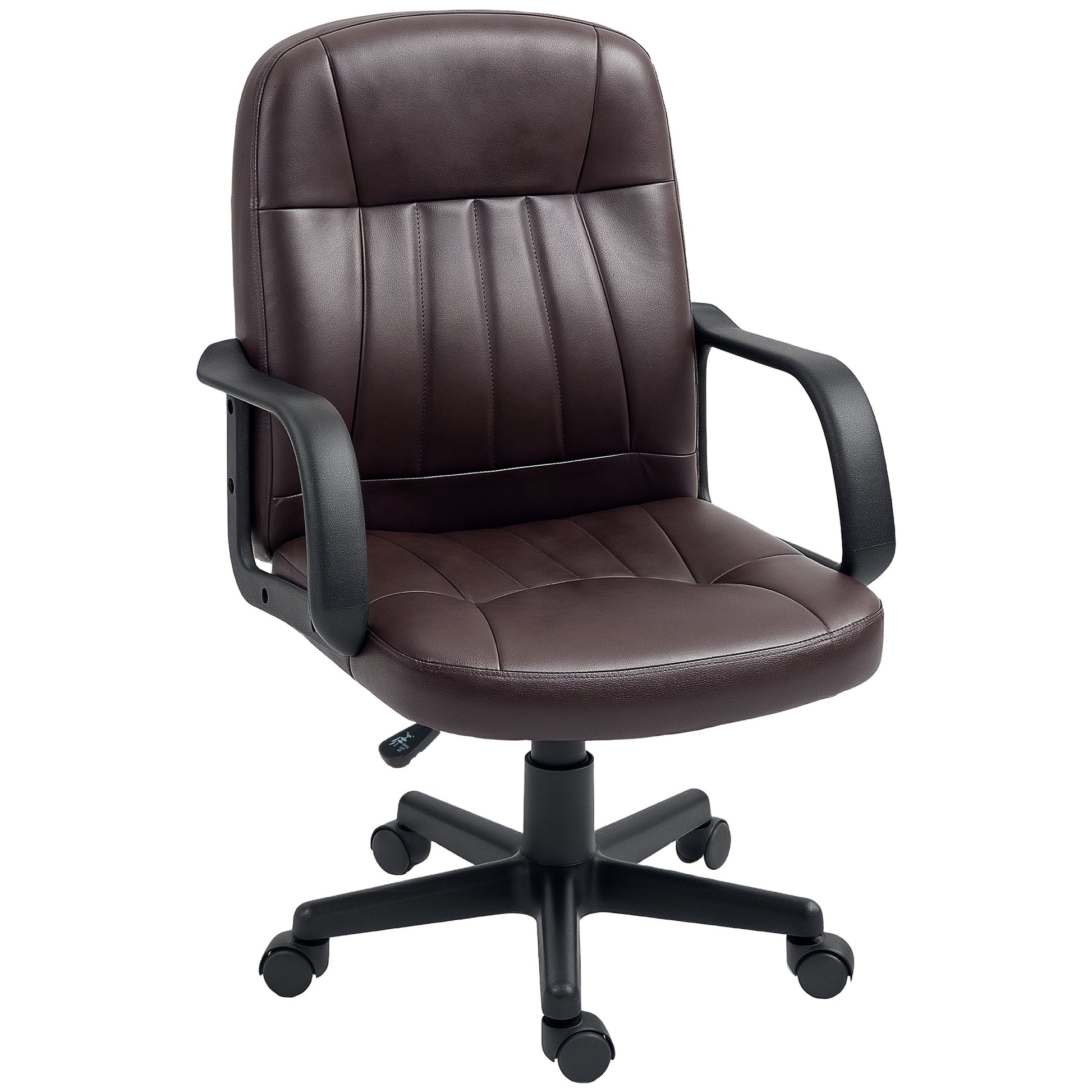 Photo of HOMCOM Swivel Executive Chair PU Leather Computer Desk Chair, Dark Brown in Brown colour on a white background