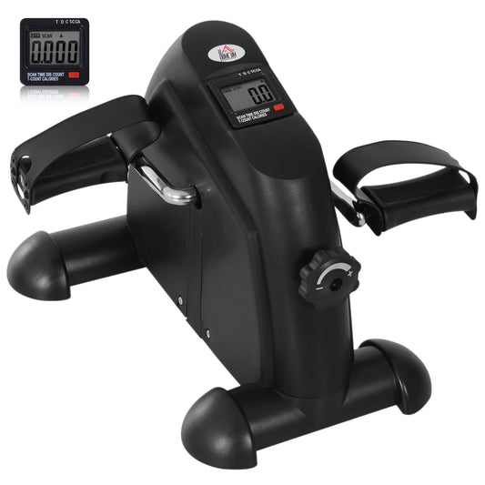 Photo of HOMCOM Mini Exercise Bike, Portable Pedal Exerciser, Under Desk Bike with LCD Display for Legs and Arms Training, Black in Black colour on a white background