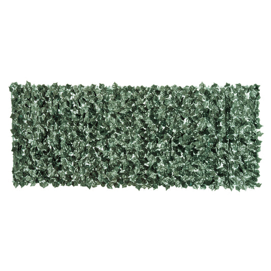 Photo of Outsunny 1-Piece Artificial Leaf Hedge Screen Privacy Fence Panel for Garden Outdoor Indoor Decor, Dark Green, 2.4M x 1M in 1M colour on a white background