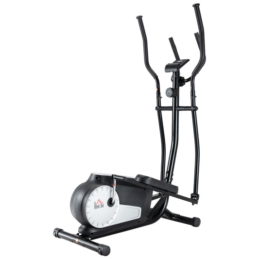 Photo of HOMCOM Elliptical Cross Trainer, Home Cardio Workout Machine with Eight Level Magnetic Resistance, LCD Monitor, Heart Rate Sensor, Two Wheels in Wheels colour on a white background