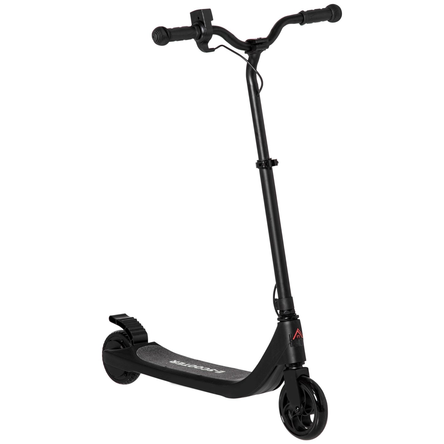 Photo of HOMCOM Electric Scooter, 120W Motor E-Scooter, Adjustable Height, Rear Brake for Ages 6+ Years - Black in Black colour on a white background