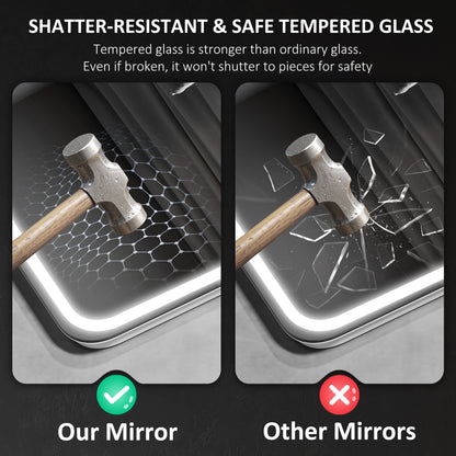 HOMCOM tempered-glass bathroom mirror with shatter-resistant construction