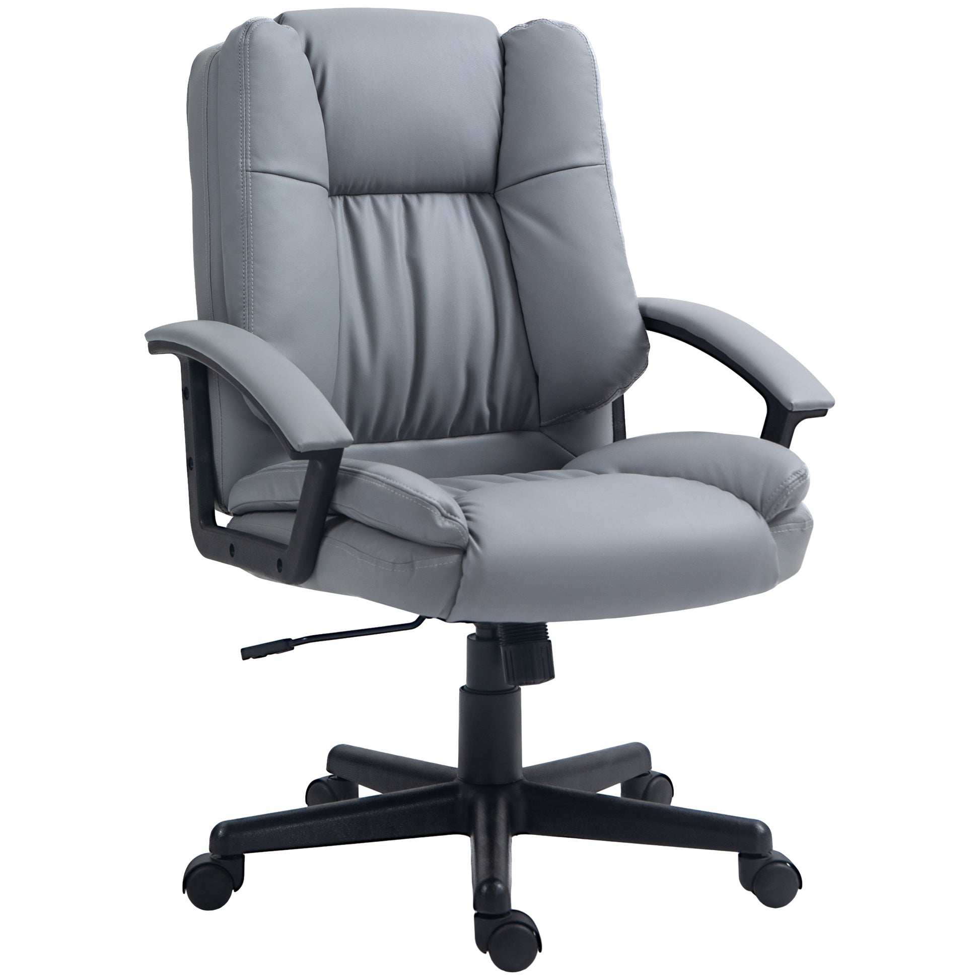Photo of HOMCOM Office Chair, Computer Desk Chair, Mid Back Executive Chair with Adjustable Height and Swivel Rolling Wheels for Home Study, Light Grey in Grey colour on a white background