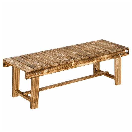 Photo of Outsunny 1 Piece 2-seater Outdoor Indoor Wooden Garden Bench Fir Patio Loveseat, 110L x 38W x 35Hcm, Carbonised in Carbonised colour on a white background