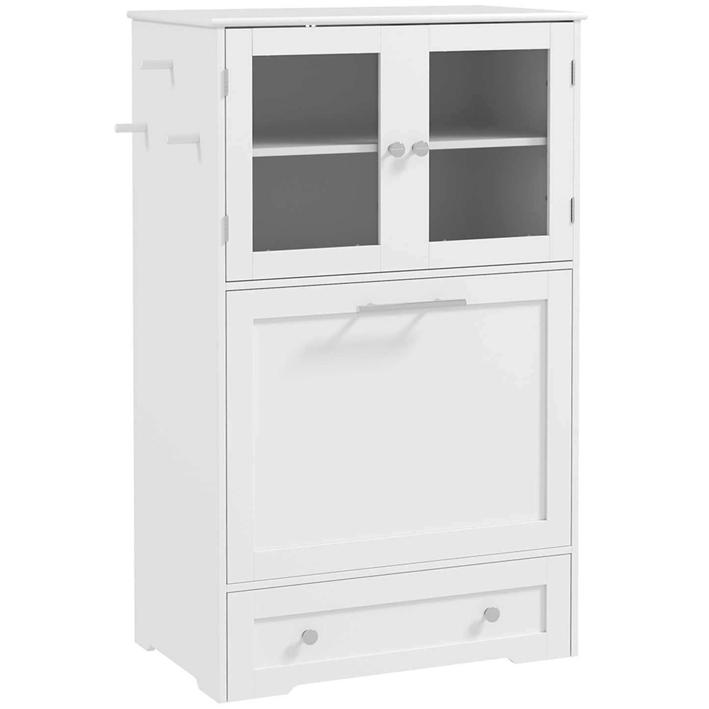 Photo of PawHut Dog Feeding Station with 2 Storage Cabinets, 2 Elevated Bowls, Side Hooks, Anti-tip Kit for Water and Feeding Supplies in Supplies colour on a white background