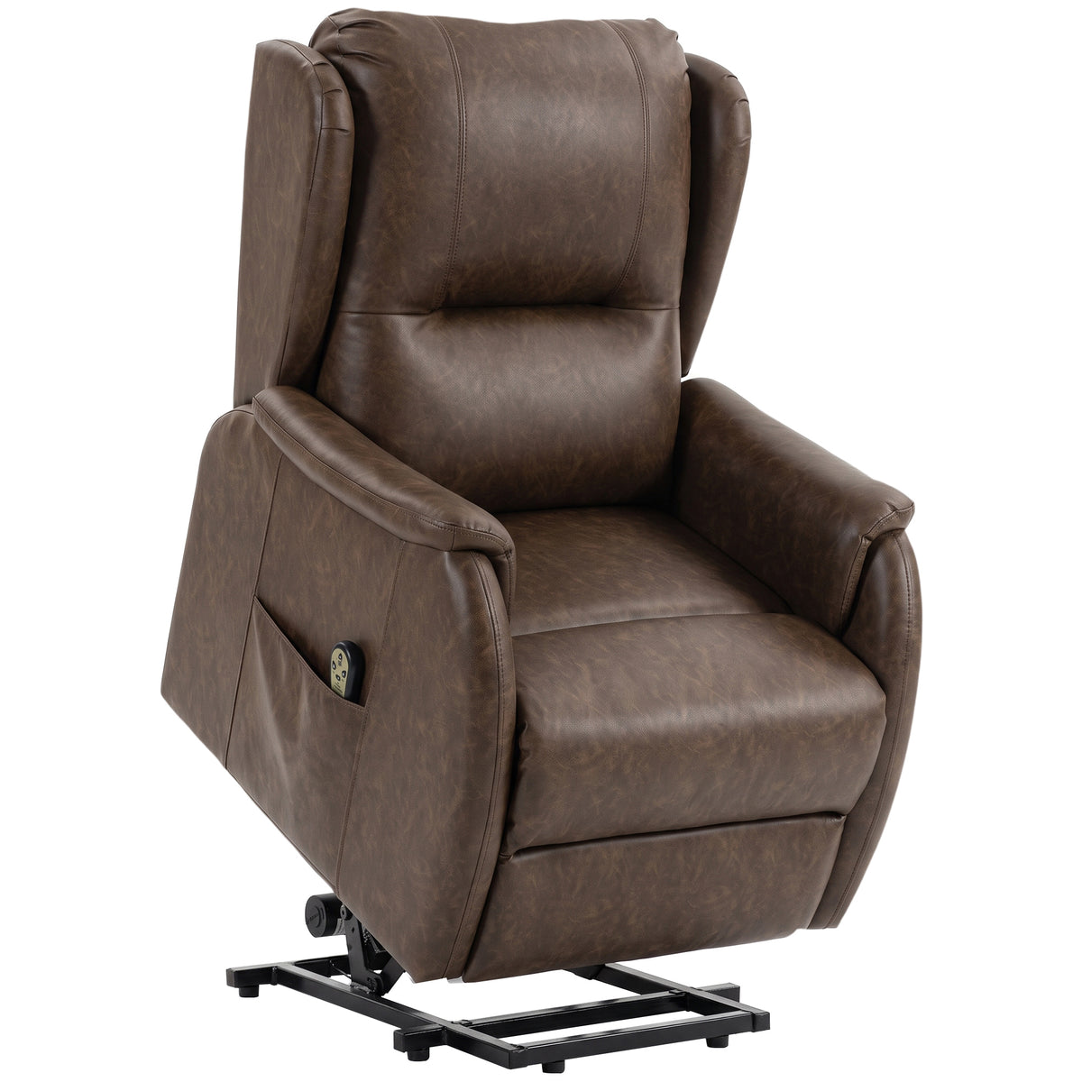 Photo of HOMCOM Power Lift Recliner Chair, Dual Motor Electric Lift Chair for Elderly with Remote Control, Brown in Brown colour on a white background