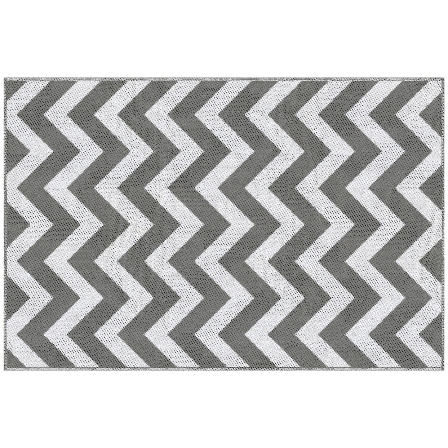 Photo of Outsunny 121 x 182 cm(4x6ft) Outdoor Rug Reversible Mat Plastic Straw Rug Portable RV Camping Mat for Garden Deck Picnic Indoor, Light Grey & White in White colour on a white background