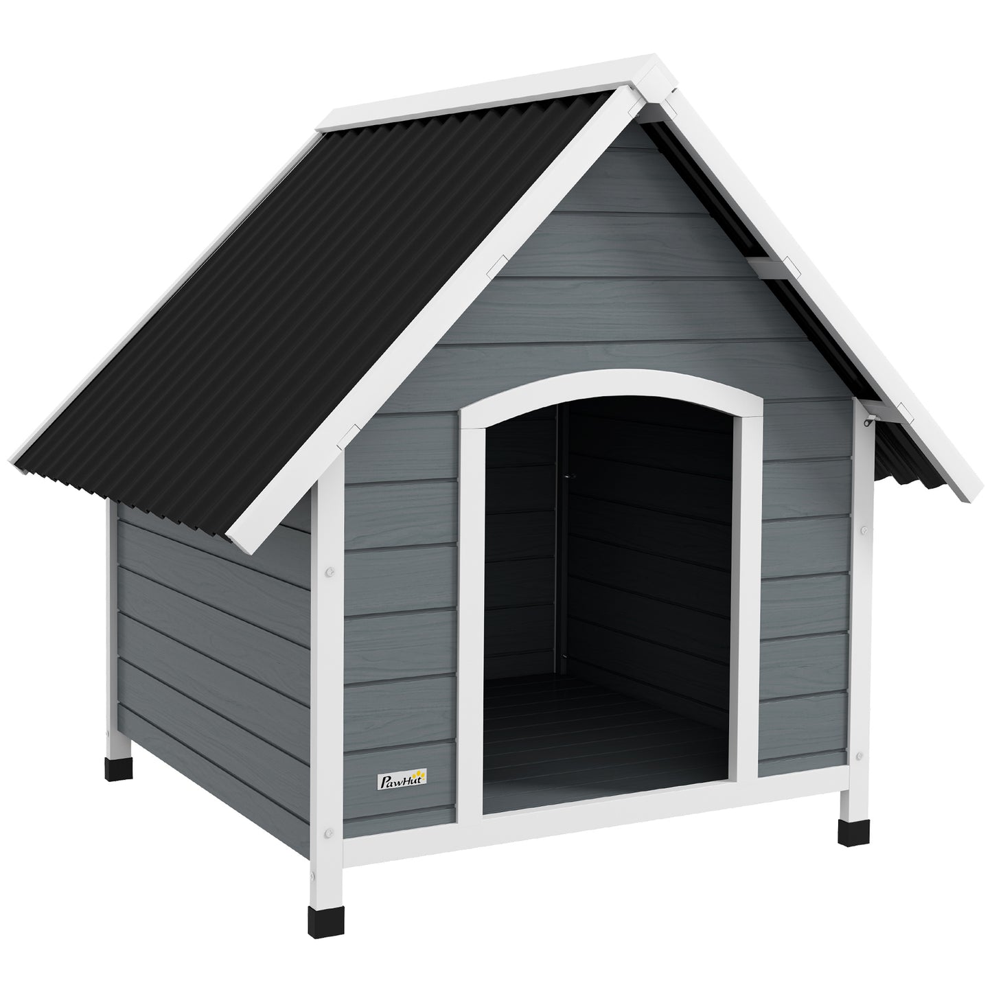 Photo of PawHut Outdoor Dog Kennel, Wooden Dog House, with Removable Floor, Anti-Corrosion Wood, for Large Dogs, 106.5H x 110W x 98Dcm in 98Dcm colour on a white background