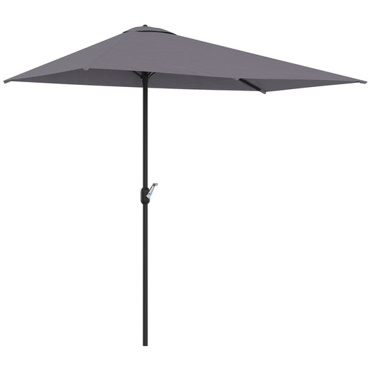 Photo of Outsunny Balcony Half Parasol Semi Round Umbrella Patio Crank Handle (2.3 m, Grey)- NO BASE INCLUDED in INCLUDED colour on a white background