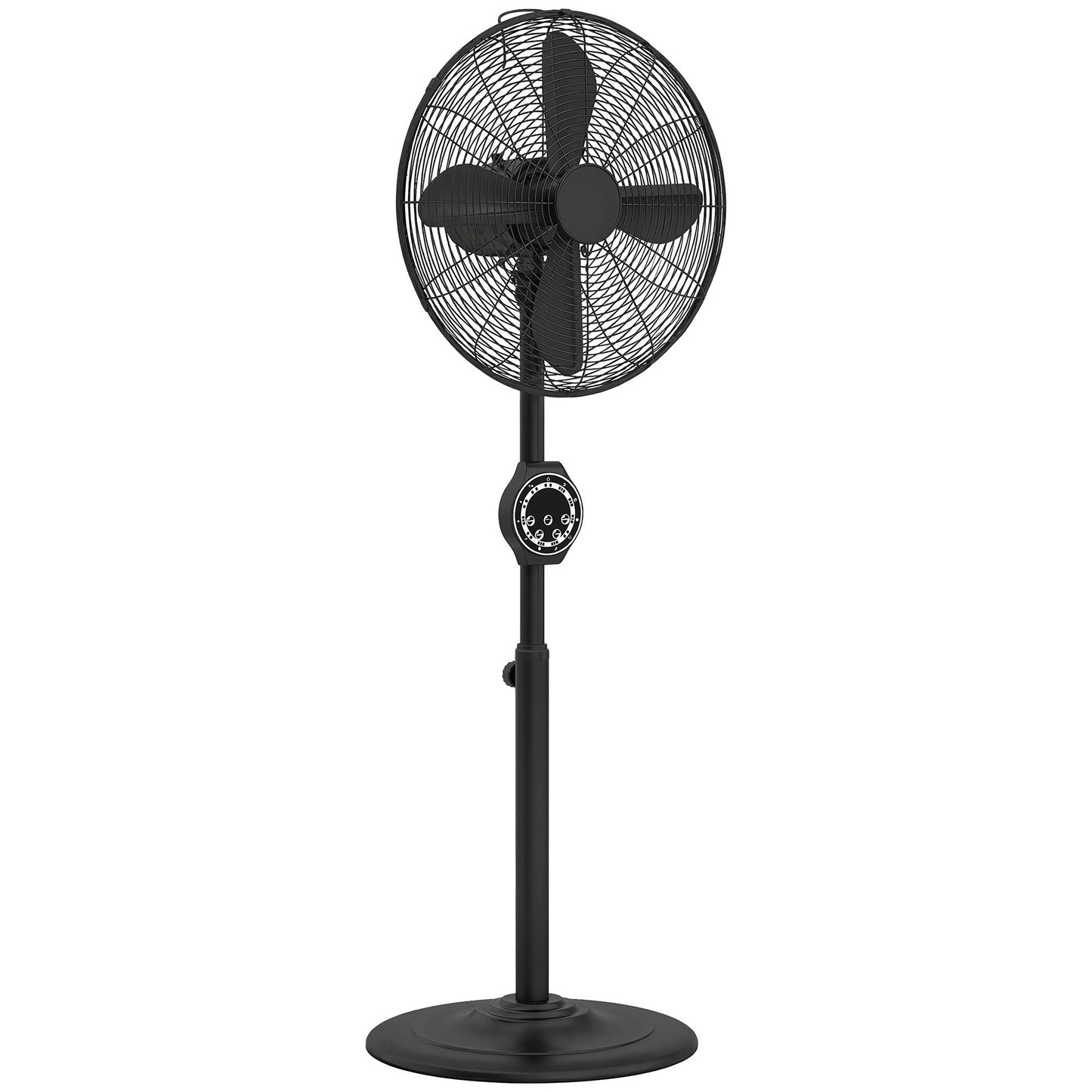 Photo of HOMCOM 41 cm Metal Pedestal Fan with Oscillating, Adjustable Height Black in Black colour on a white background