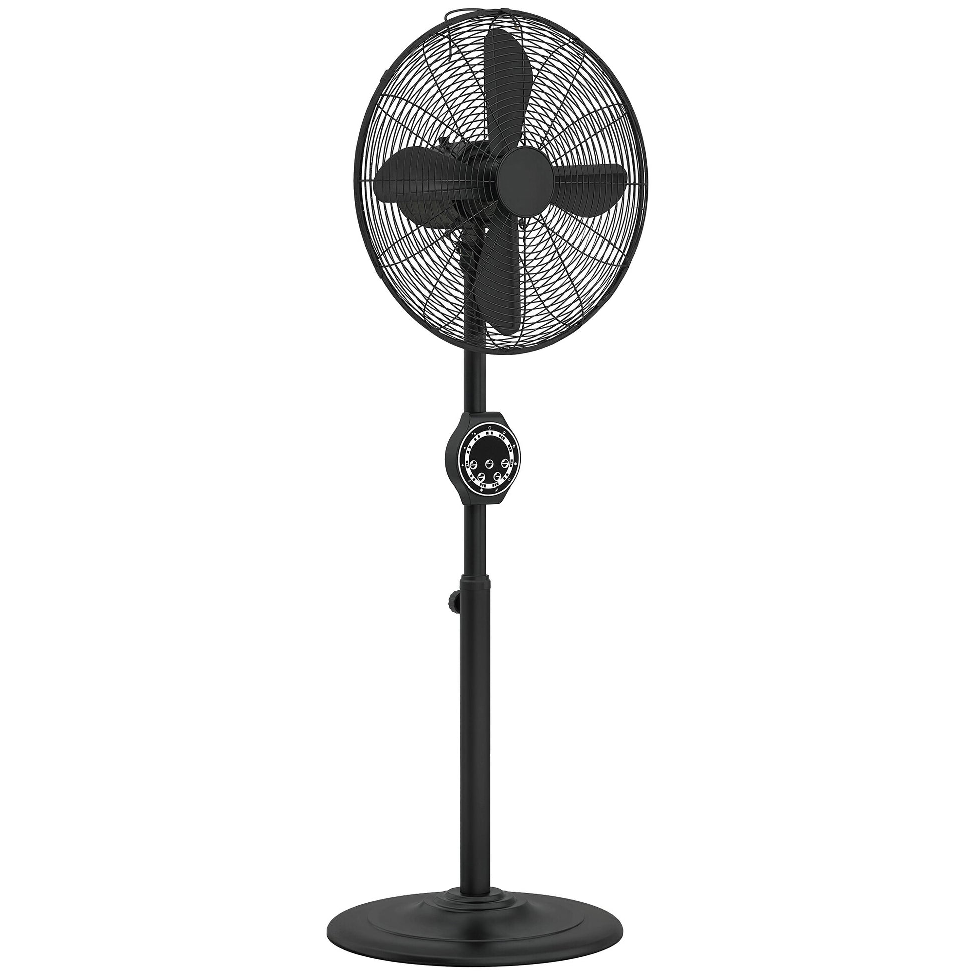 Photo of HOMCOM 41 cm Metal Pedestal Fan with Oscillating, Adjustable Height Black in Black colour on a white background