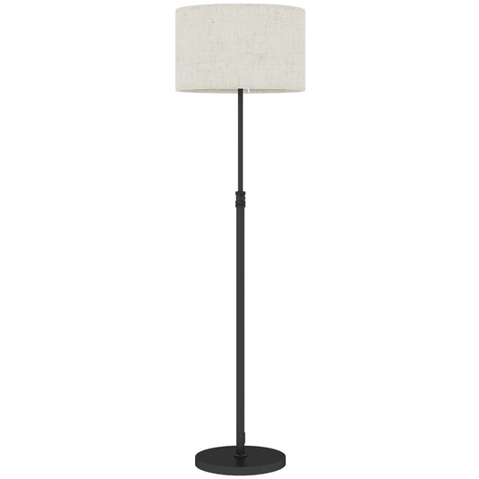 Photo of HOMCOM Floor Lamp with Remote, Height Adjustable Standing Lamp with Linen Shade, Dimmable with 3000K-6000K Adjustable Colour Temperatures, Foot Switch for Living Room Bedroom Office, Black in Black colour on a white background