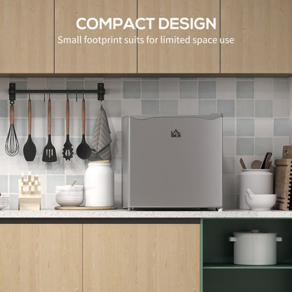 Compact grey HOMCOM mini freezer with a top-opening door