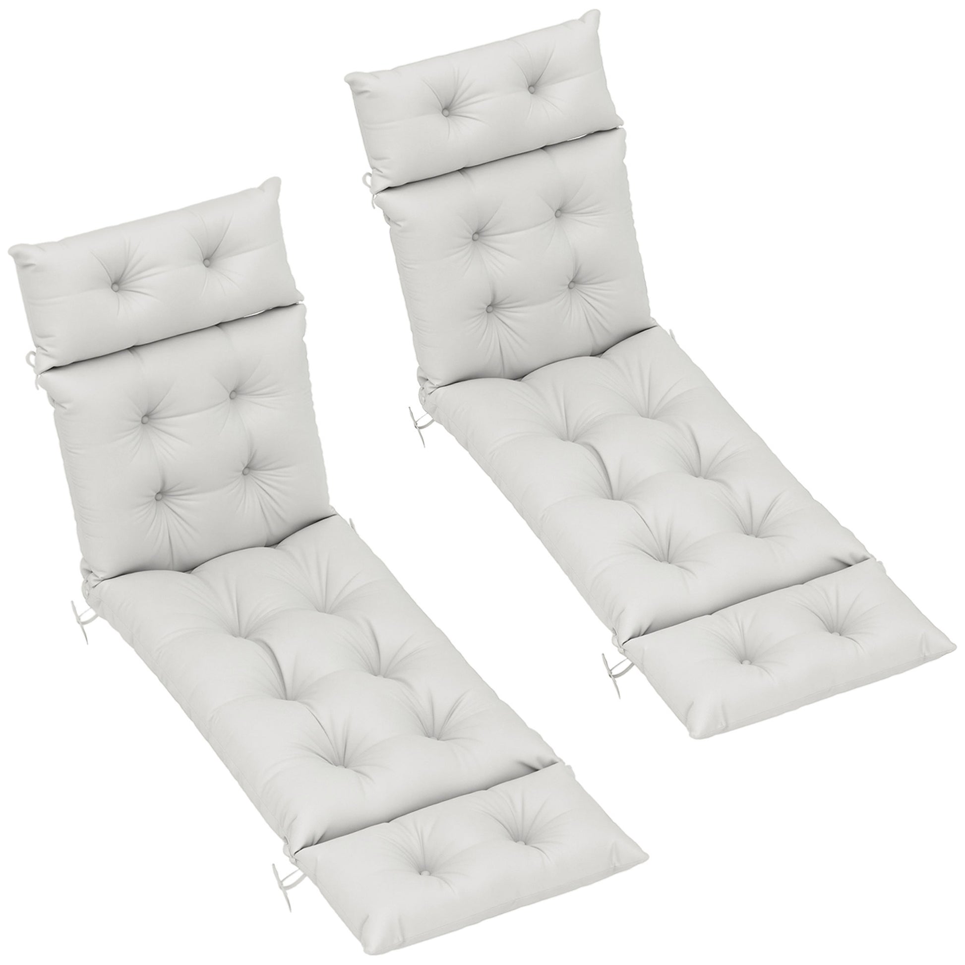 Photo of Outsunny Set of Two 190 x 56cm Sun Lounger Cushions - Light Grey in Grey colour on a white background