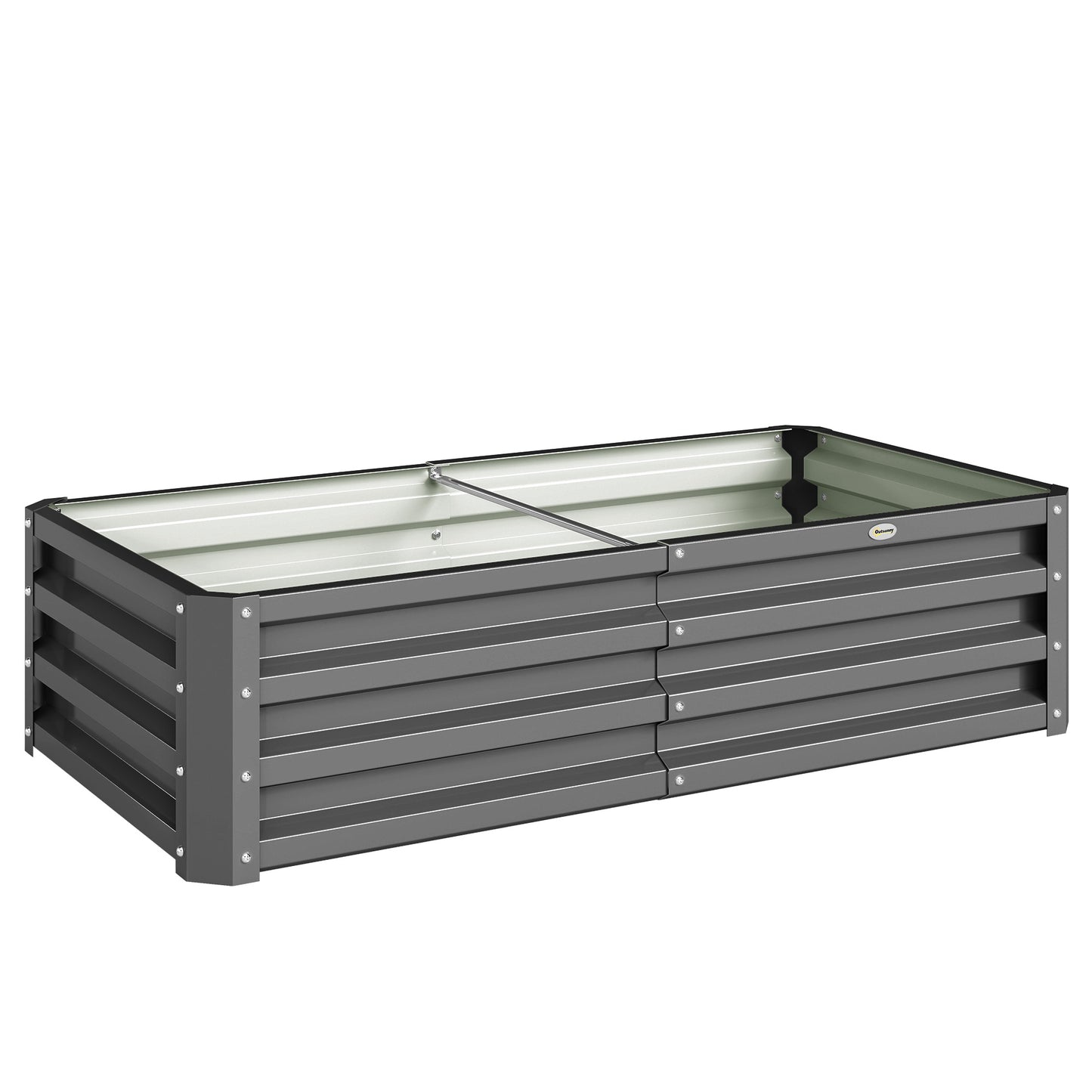 Photo of Outsunny Rectangle Raised Garden Bed Box with Weatherized Steel Frame for Vegetables, Flowers, & Herbs, 120 cm x 60 cm x 30.5 cm, Light Grey in Grey colour on a white background