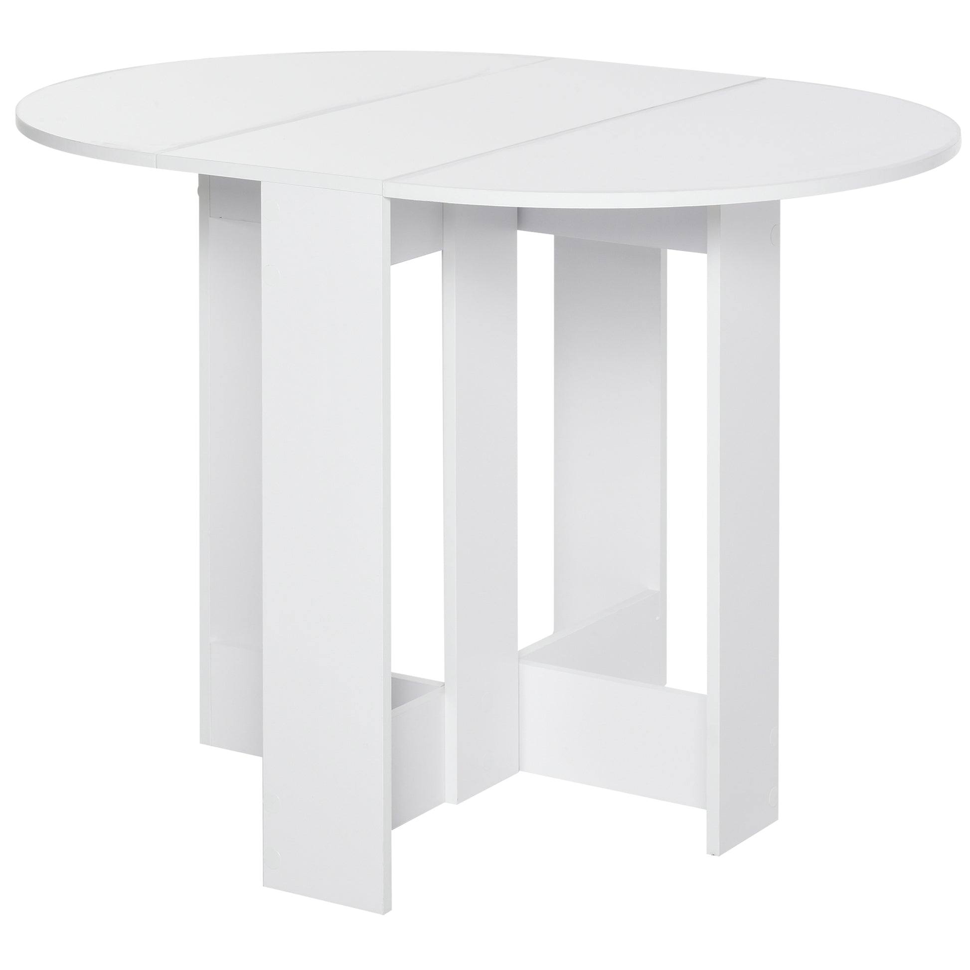 Photo of HOMCOM Space-saving Drop Leaf Table, Folding Dining Table for Small Space, Kitchen, Dining Room, White in White colour on a white background