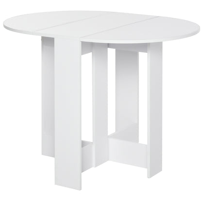HOMCOM white folding dining table with both drop leaves extended