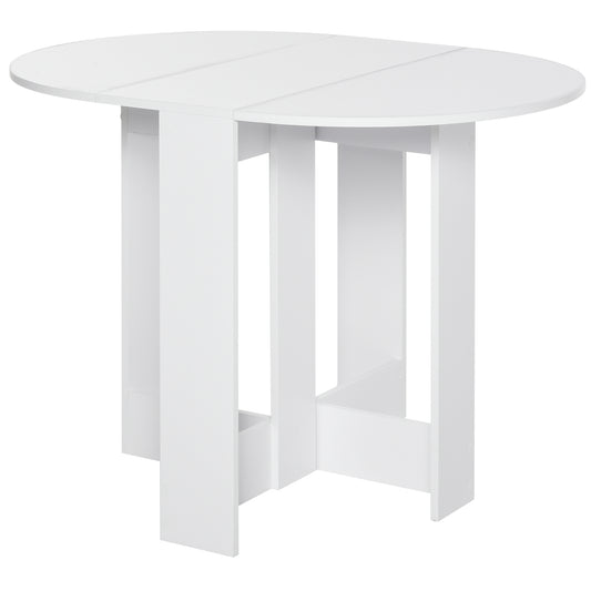 Photo of HOMCOM Space-saving Drop Leaf Table, Folding Dining Table for Small Space, Kitchen, Dining Room, White in White colour on a white background