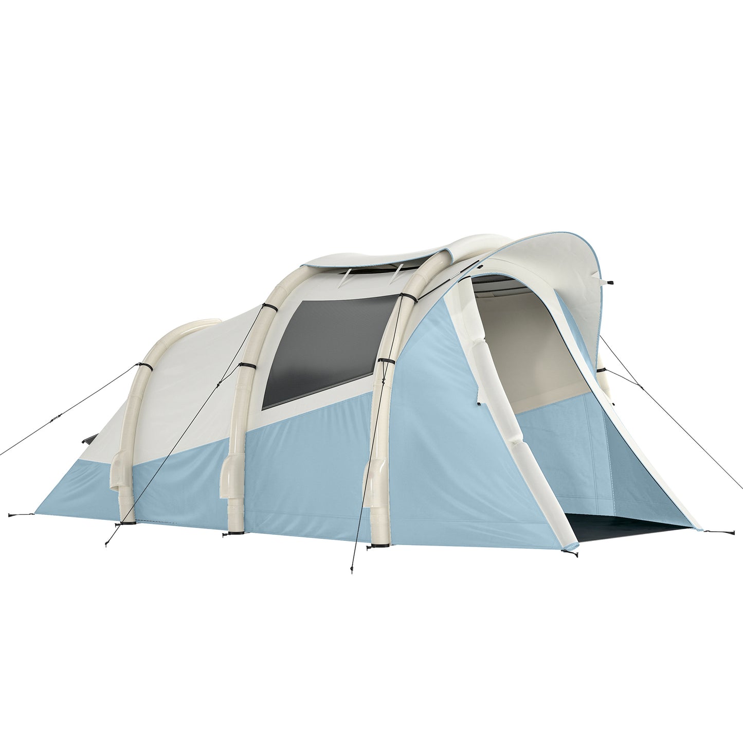 Photo of Outsunny Inflatable Camping Tent w/ Air Pump, Easy Setup 2-3 Person Blow Up Tent, Light Blue in Blue colour on a white background
