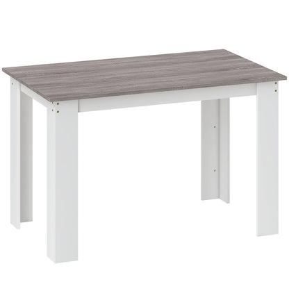 HOMCOM dining table with a gray wood-effect top and white legs