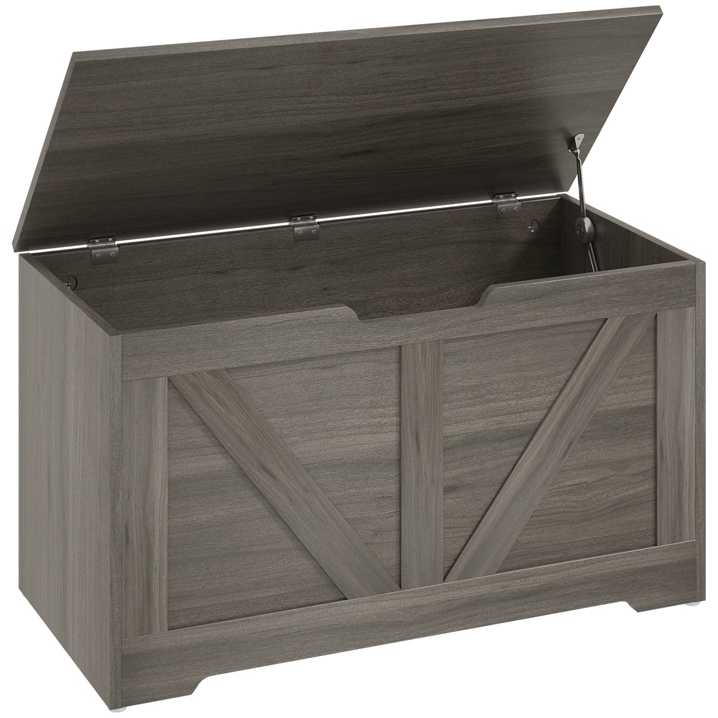 Photo of HOMCOM 100L Home Storage Box, with Safety Hinges - Charcoal Grey in Grey colour on a white background