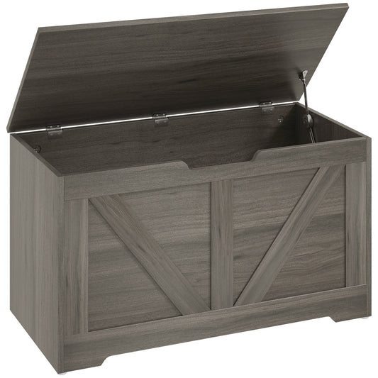 Photo of HOMCOM 100L Home Storage Box, with Safety Hinge - Charcoal Grey in Grey colour on a white background