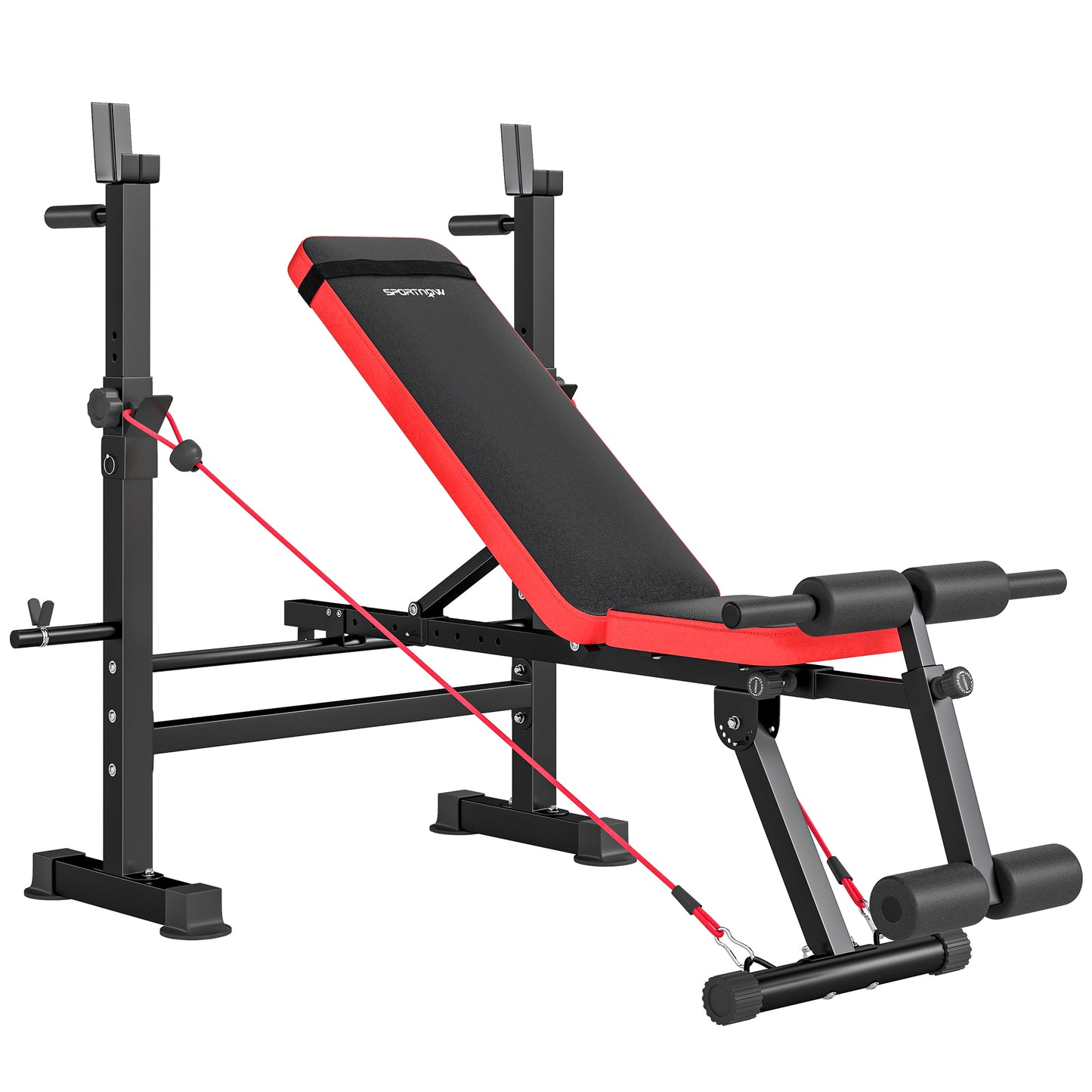 Photo of SPORTNOW Adjustable Weight Bench with Squat Rack and Dip Stand in Stand colour on a white background