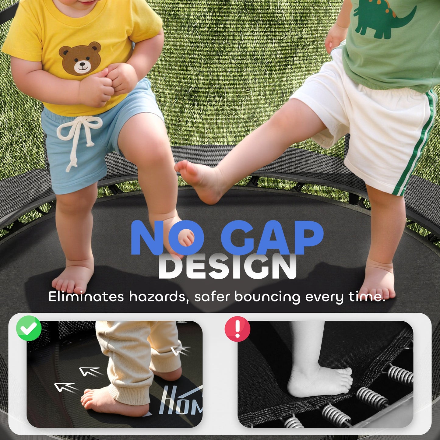 HOMCOM 4.6FT/55" Kids Trampoline with Enclosure Net, Outdoor Indoor Use, for Ages 3-10 Years, Black