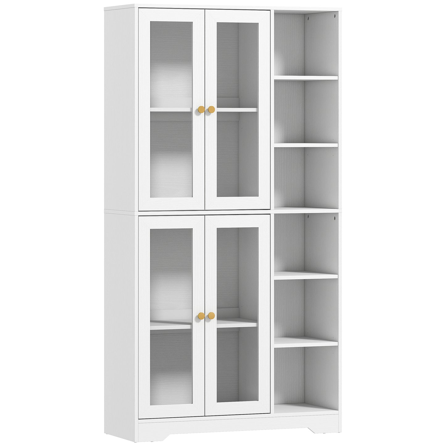 Photo of HOMCOM Multi-Storage Kitchen Cabinet, with Glass Doors - White Wood-Effect in Wood-Effect colour on a white background