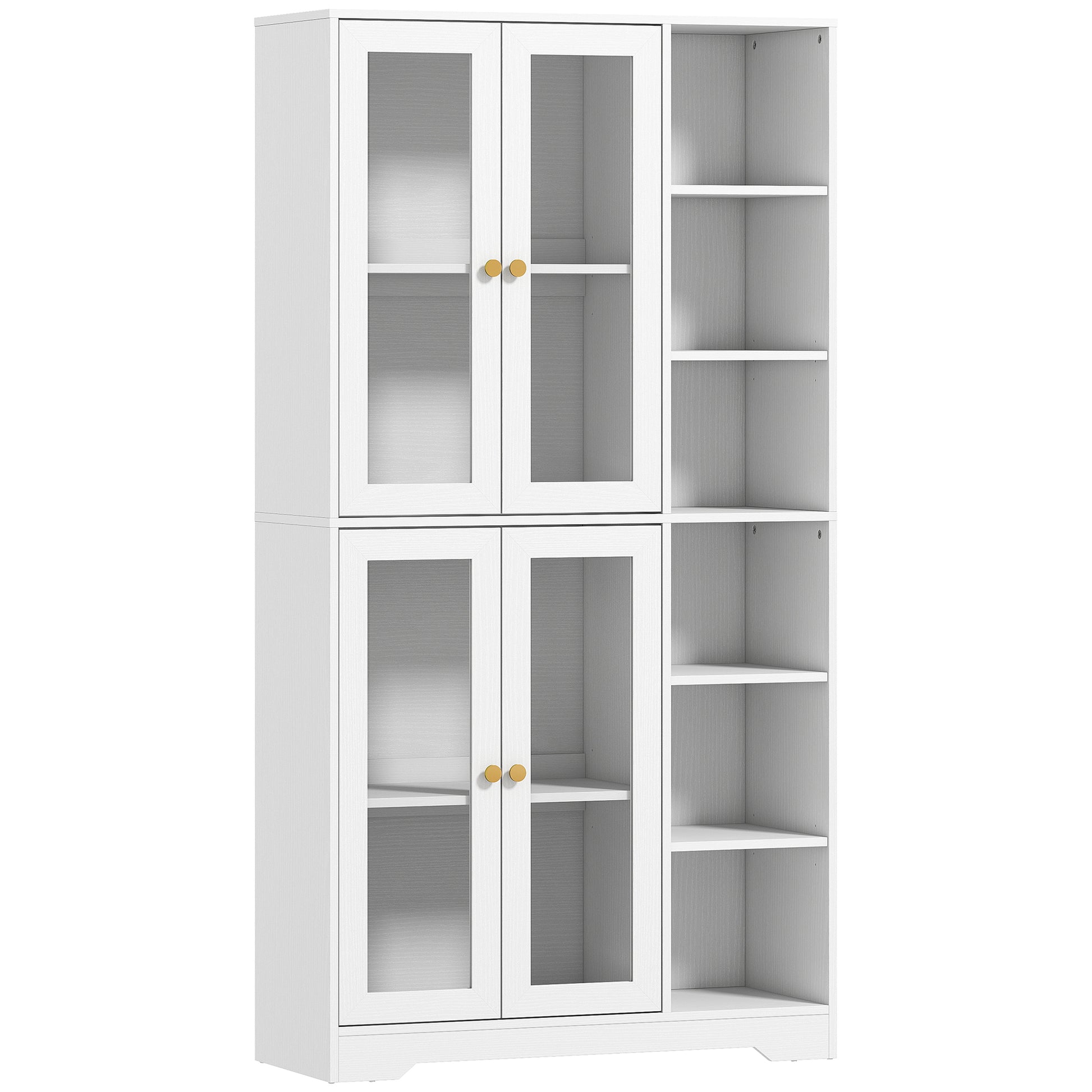 Photo of HOMCOM Multi-Storage Kitchen Cabinet, with Glass Doors - White Wood-Effect in Wood-Effect colour on a white background