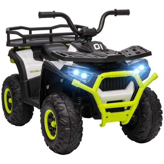 Photo of AIYAPLAY 12V Kids Electric Ride on ATV, Battery-Powered Quad Bike w/ Spring Suspension, Forward Backward, Storage Basket, Green in Green colour on a white background