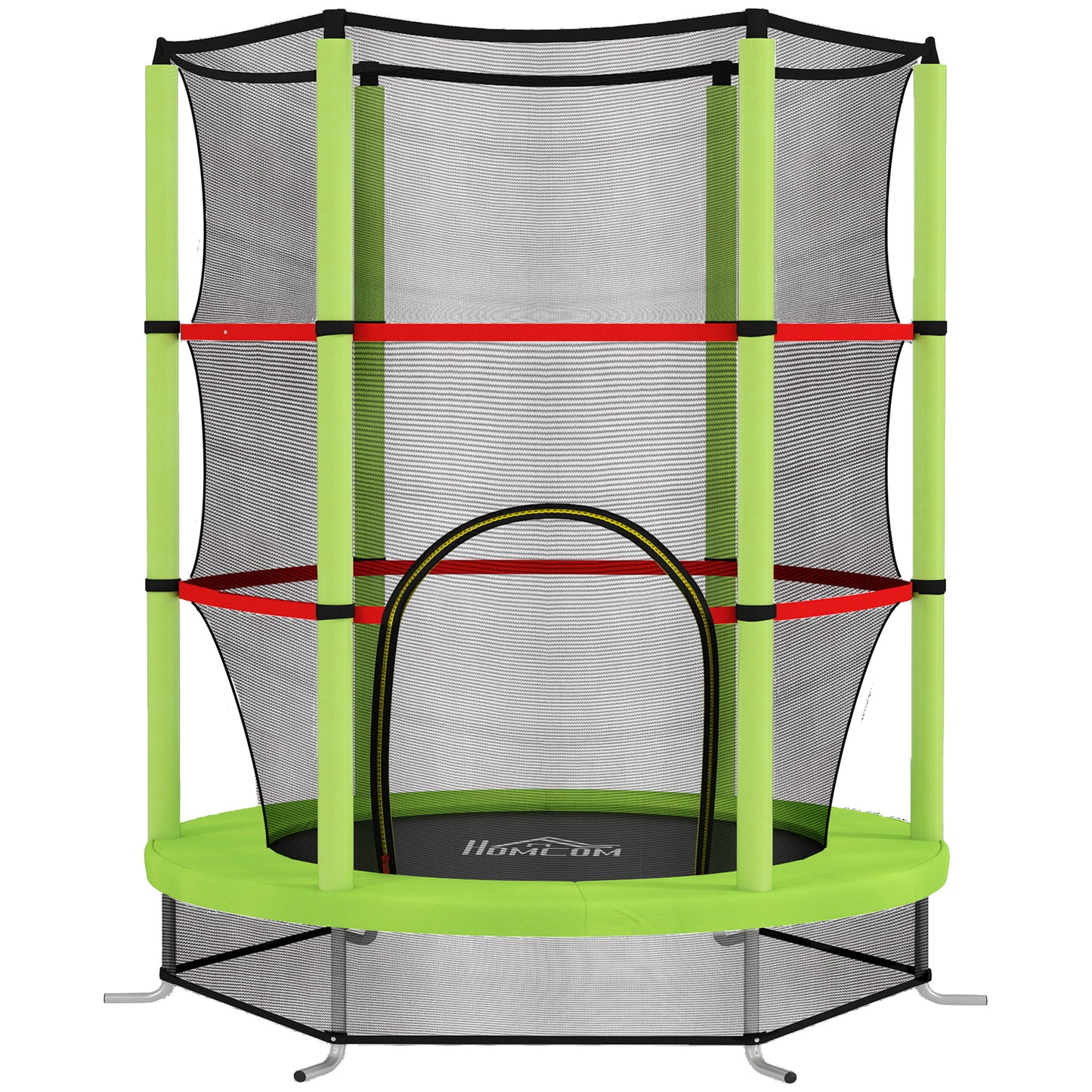 Photo of HOMCOM Kids Trampoline, with Enclosure Net, Steel Frame, for Ages 3-6 Years - Green in Green colour on a white background